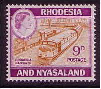 Rhodesia & Nyasaland 1959 9d Orange-brown & reddish violet. SG2