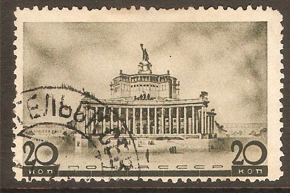 Russia 1937 20k Olive - Architectural Congress series. SG738A.