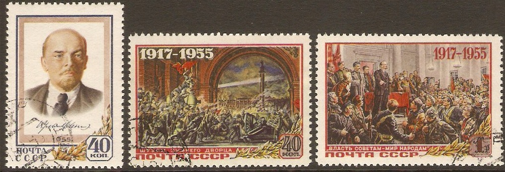 Russia 1955 Revolution Anniversary Set. SG1918-SG1920.