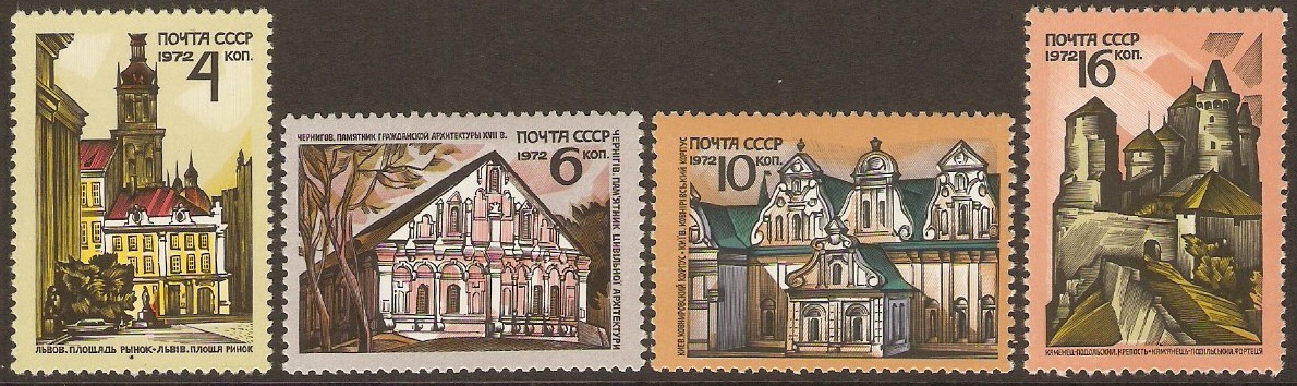 Russia 1972 Ukraine's Monuments set. SG4080-SG4083.