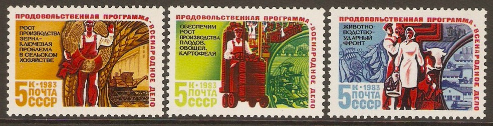 Russia 1983 Food Programme set. SG5373-SG5375.