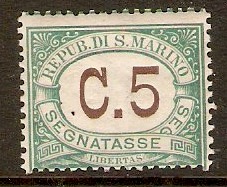San Marino 1897 5c Green - Postage Due. SGD38.