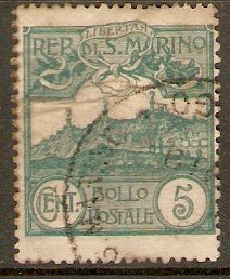 San Marino 1903 5c Blue-green - Mount Titano. SG41.