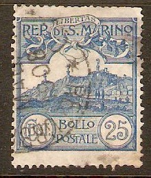 San Marino 1903 25c Blue - Mount Titano. SG44.