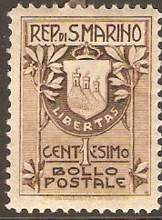 San Marino 1907 1c brown. SG53.
