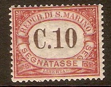 San Marino 1924 10c Carmine - Postage Due. SGD103.