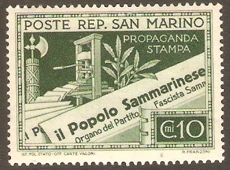San Marino 1943 10c Green - Press Propaganda series. SG255.