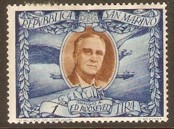 San Marino 1947 1l Roosevelt Commemoration series. SG336j.
