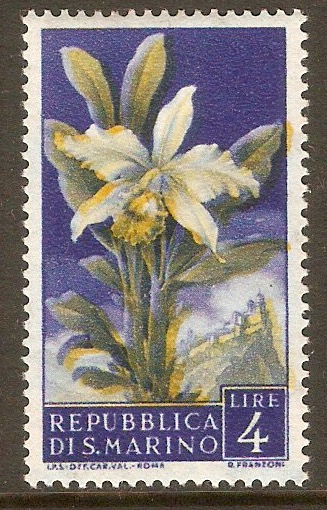 San Marino 1957 4l Flowers series. SG531.