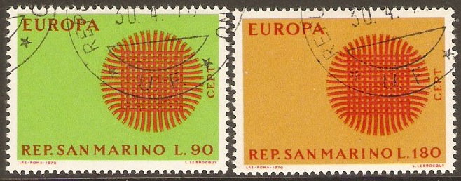 San Marino 1970 Europa Stamps Set. SG889-SG890.