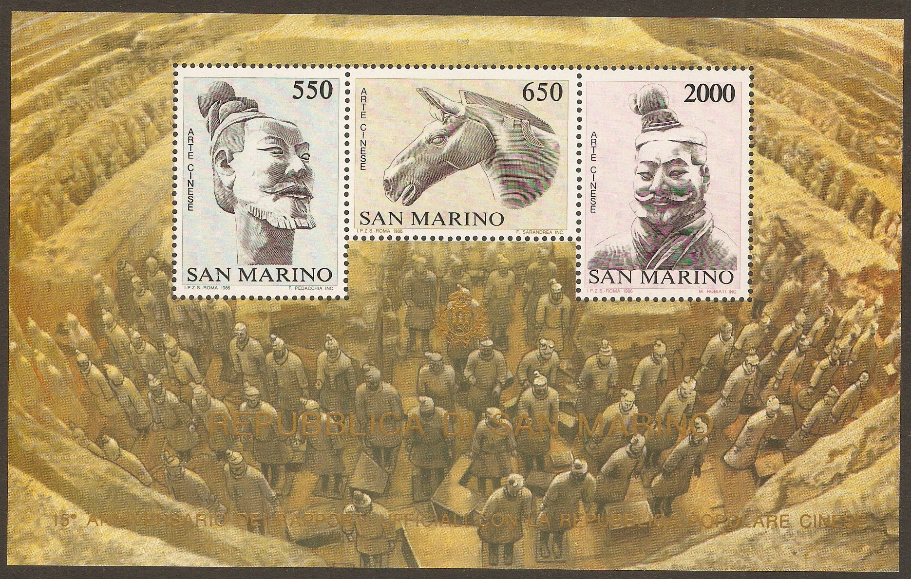 San Marino 1986 Terracotta Figures sheet. SGMS1274.