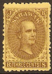Sarawak 1869 3c Brown on yellow. SG1.
