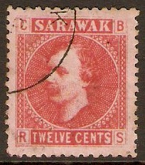 Sarawak 1875 12c Red on pale rose. SG7.