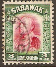 Sarawak 1934 $3 carmine and green. SG122.