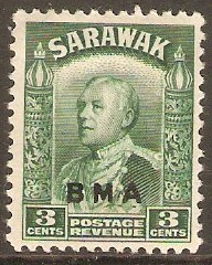 Sarawak 1945 3c Green. SG128.