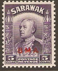 Sarawak 1945 5c violet. SG130.
