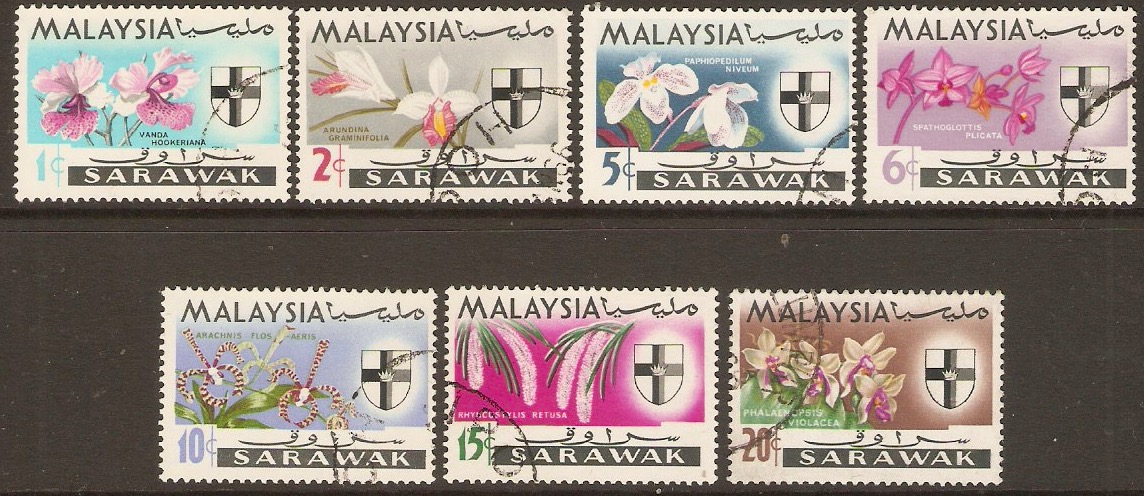 Sarawak 1965 Orchids set. SG212-SG218.