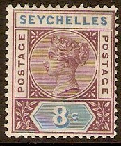 Seychelles 1890 8c Brown-purple and blue. SG3.