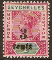 Seychelles 1893 3c on 4c. SG15.