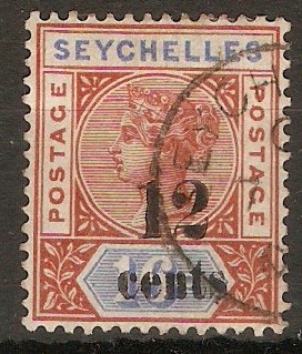 Seychelles 1893 12c on 16c. SG17.