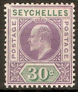 Seychelles 1906 30c Violet and dull green. SG66.