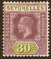 Seychelles 1917 30c dull purple and olive. SG90.