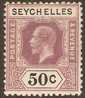 Seychelles 1917 50c dull purple and black. SG92.