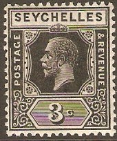 Seychelles 1921 3c black. SG100.
