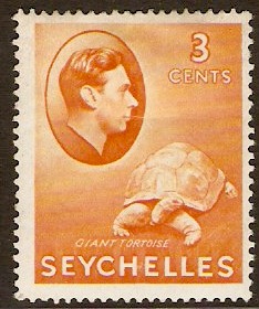 Seychelles 1938 3c orange. SG136a.