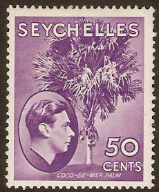 Seychelles 1938 50c. Bright Lilac. SG144b.