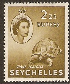 Seychelles 1954 2r.25 brown-olive. SG186.