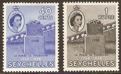 Seychelles 1956 "La Pierre de Possession" Set. SG189-SG190.