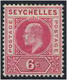Seychelles 1903 6c. Carmine. SG48.