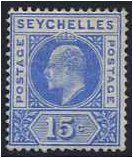 Seychelles 1903 15c. Ultramarine. SG50.