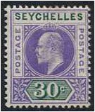 Seychelles 1903 30c. Violet and Dull Green. SG52.