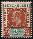 Seychelles 1903 2c. Chestnut and Green. SG46.