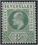 Seychelles 1903 3c. Dull Green. SG47.