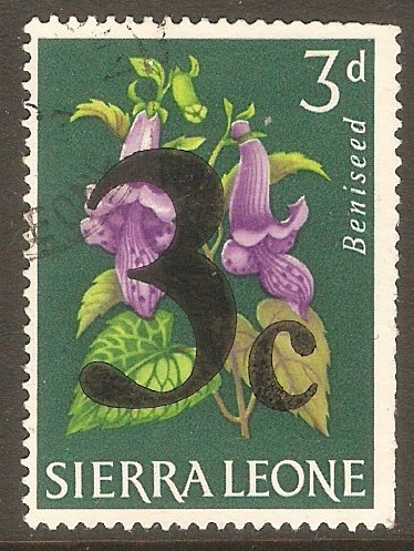 Sierra Leone 1964 3c on 3d First Decimal series. SG315.