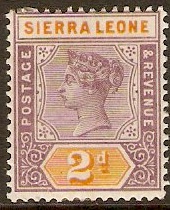Sierra Leone 1896 2d Dull mauve and orange. SG44.
