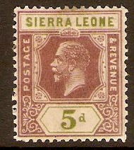 Sierra Leone 1921 5d Purple and olive-green. SG138.