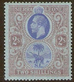 Sierra Leone 1921 2s Blue and dull purple on blue. SG144.