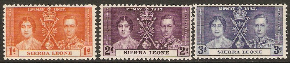 Sierra Leone 1937 Coronation Set. SG185-SG187. - Click Image to Close
