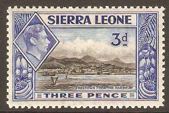 Sierra Leone 1938 3d Black and ultramarine. SG192. - Click Image to Close