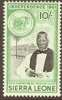 Sierra Leone 1961 10s Black and green. SG234. - Click Image to Close