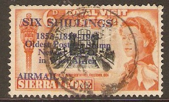 Sierra Leone 1963 6s on 6d Black and yellow-orange. SG283. - Click Image to Close