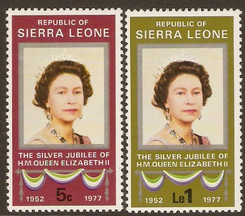 Sierra Leone 1977 Silver Jubilee Stamps Set. SG597-SG598.