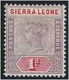 Sierra Leone 1896 1d. Dull Mauve and Carmine. SG42.