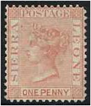 Sierra Leone 1872 1d. Rose-Red. SG11.