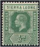 Sierra Leone 1912 d. Yellow-Green. SG112a.