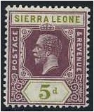 Sierra Leone 1921 5d. Purple and Olive-Green. SG138.